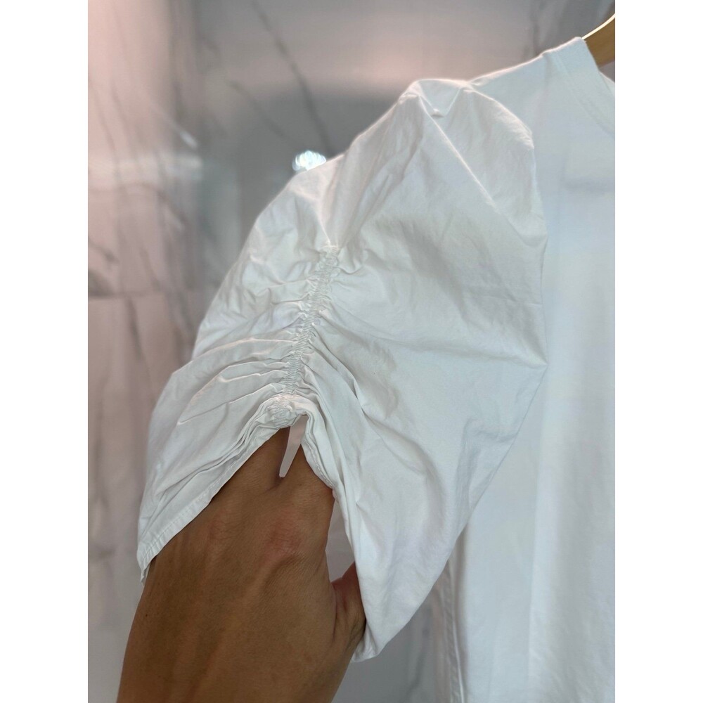 FRAME Cotton Puff Sleeve Top, Size M - Picture 5 of 9